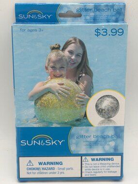 Sun & Sky Glitter Beach Ball 20" Inflatable For Ages 3+